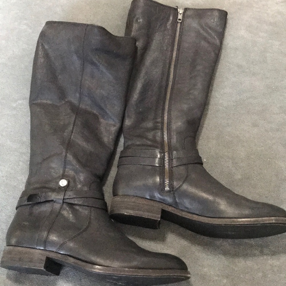 Frye Melissa belted tall black boots